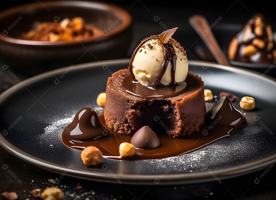 Delicioso bolo de sobremesa sobre o prato