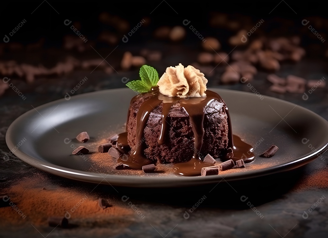 Delicioso bolo de sobremesa sobre o prato