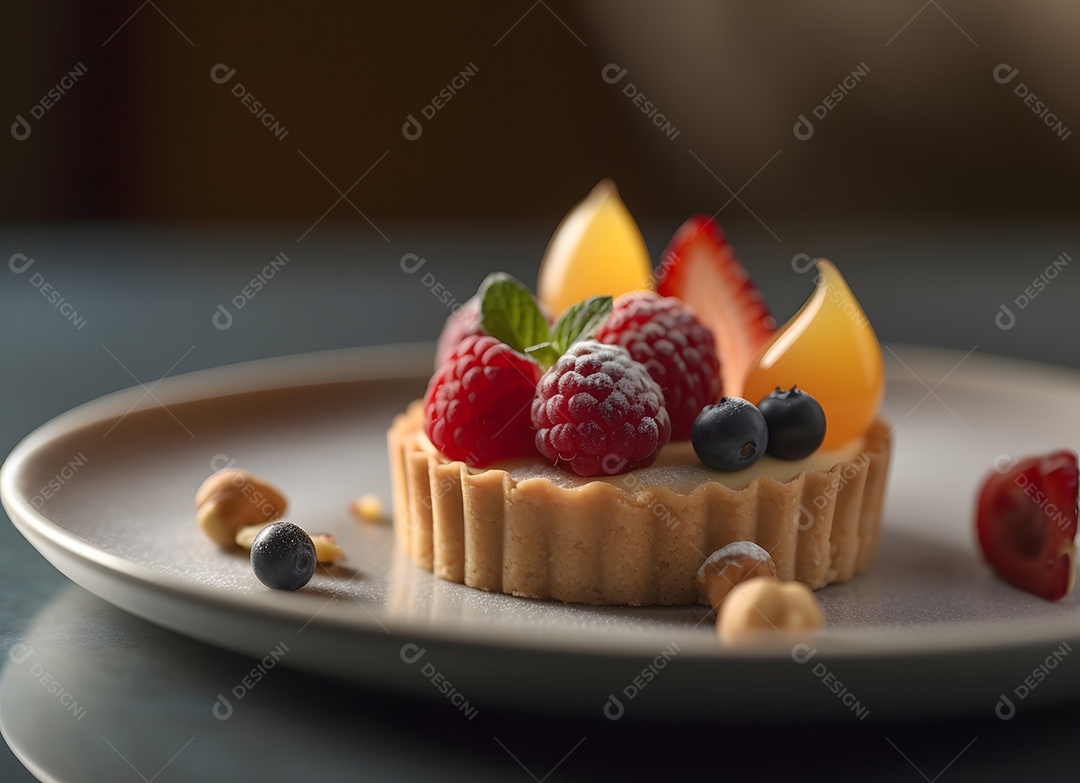 Delicioso bolo de sobremesa sobre o prato