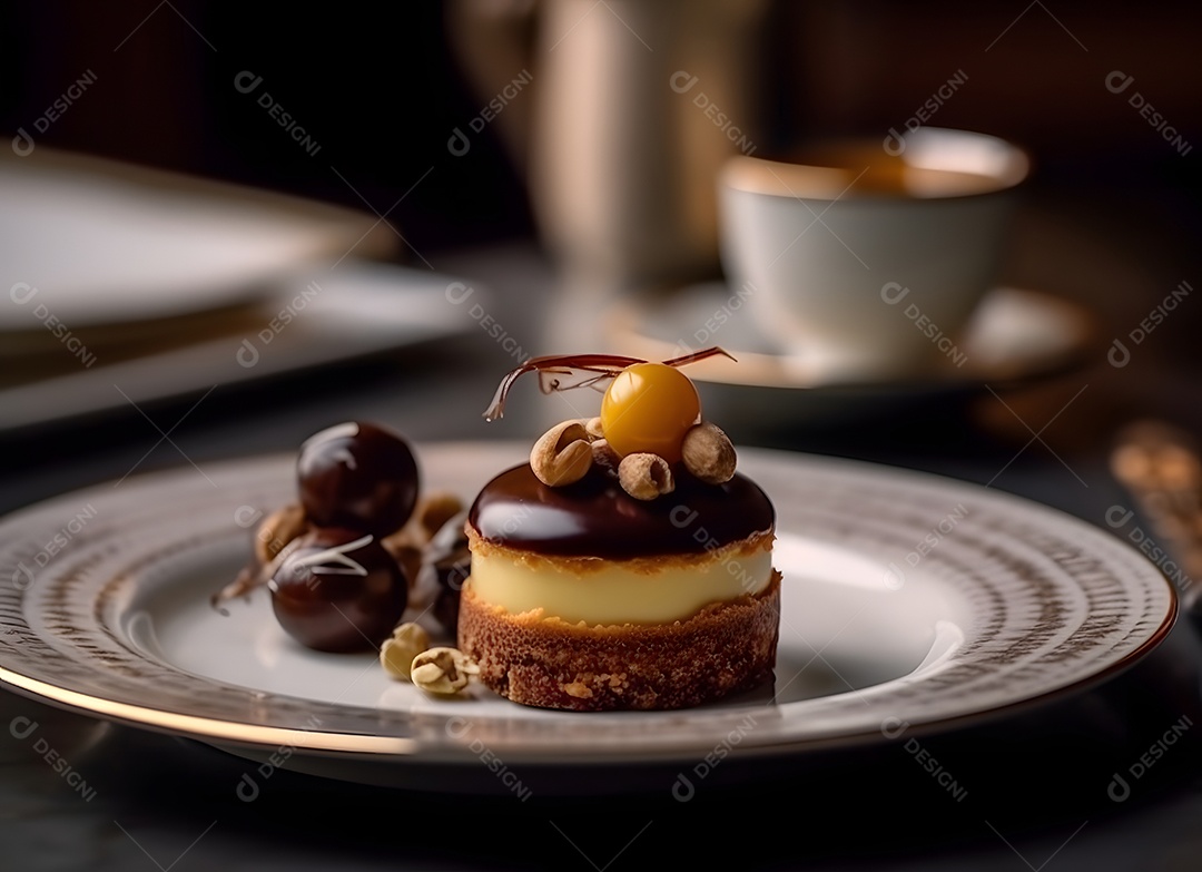 Delicioso bolo de sobremesa sobre o prato