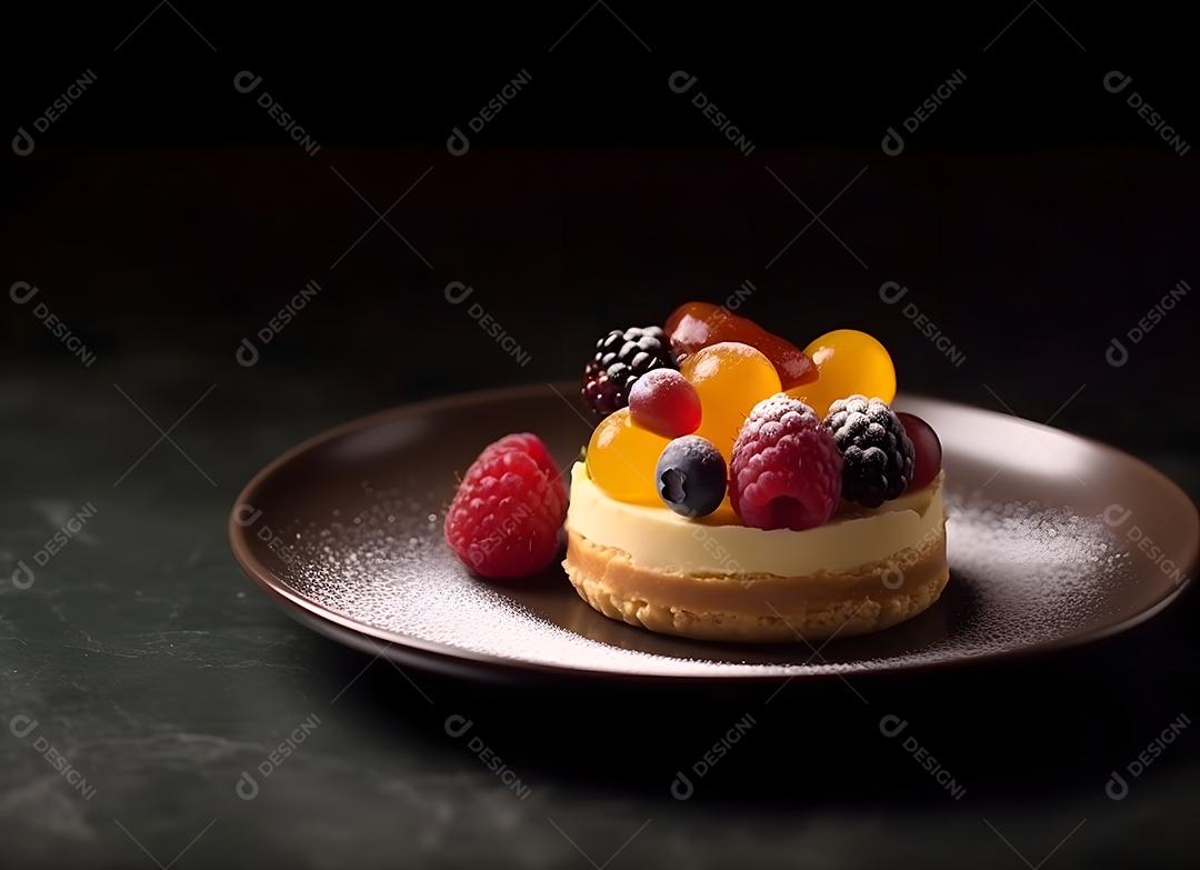 Delicioso bolo de sobremesa sobre o prato