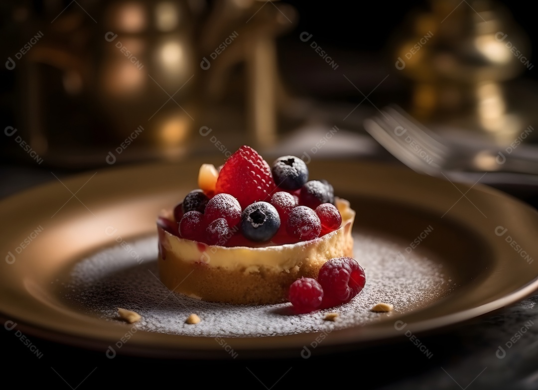 Delicioso bolo de sobremesa sobre o prato
