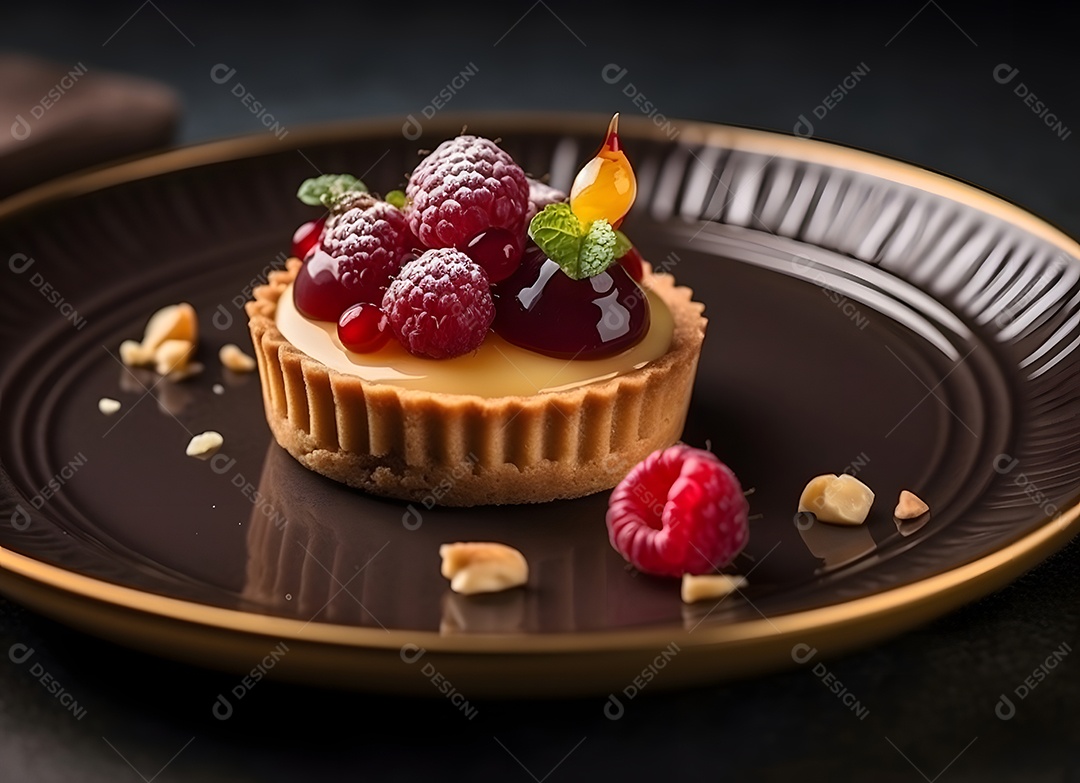 Delicioso bolo de sobremesa sobre o prato