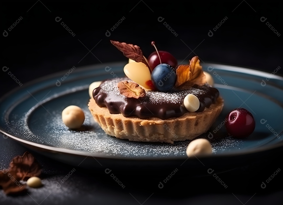 Delicioso bolo de sobremesa sobre o prato