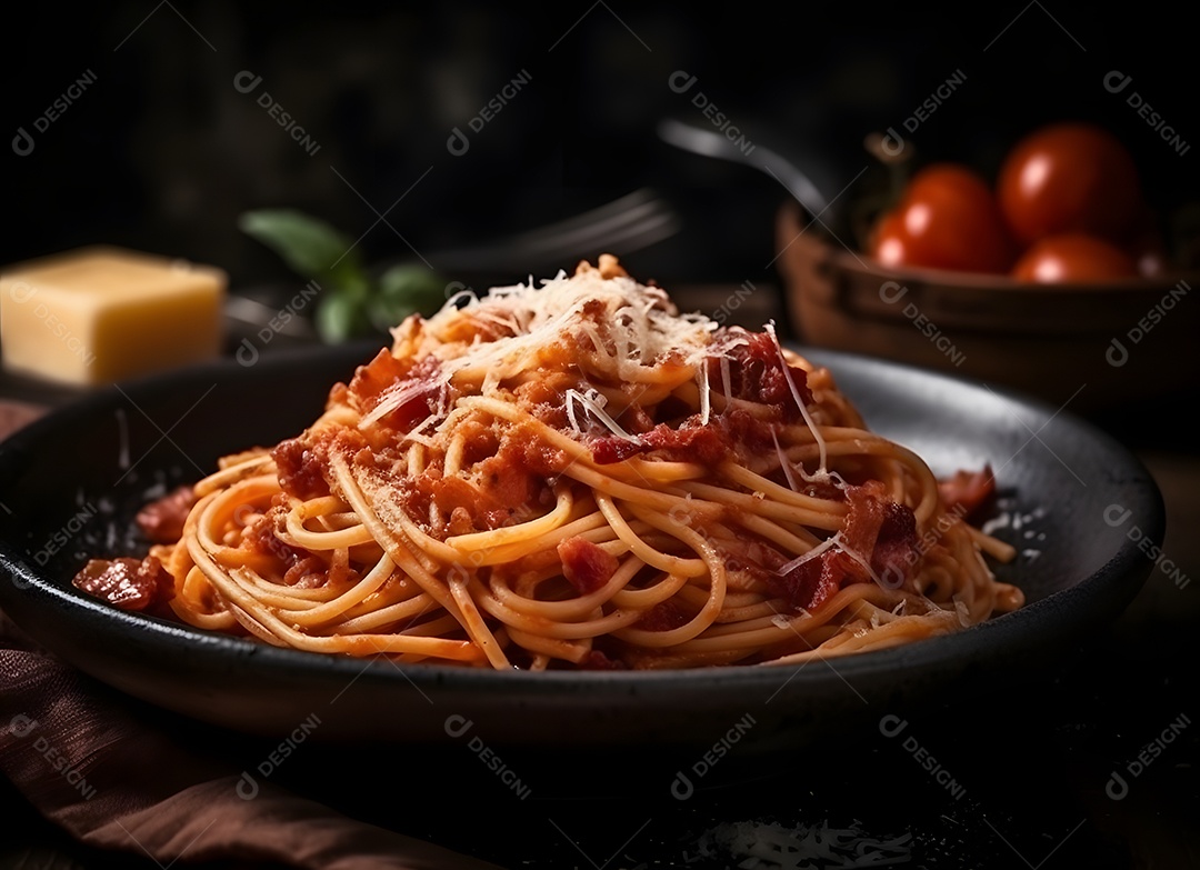 Delicioso espaguete sobre a mesa