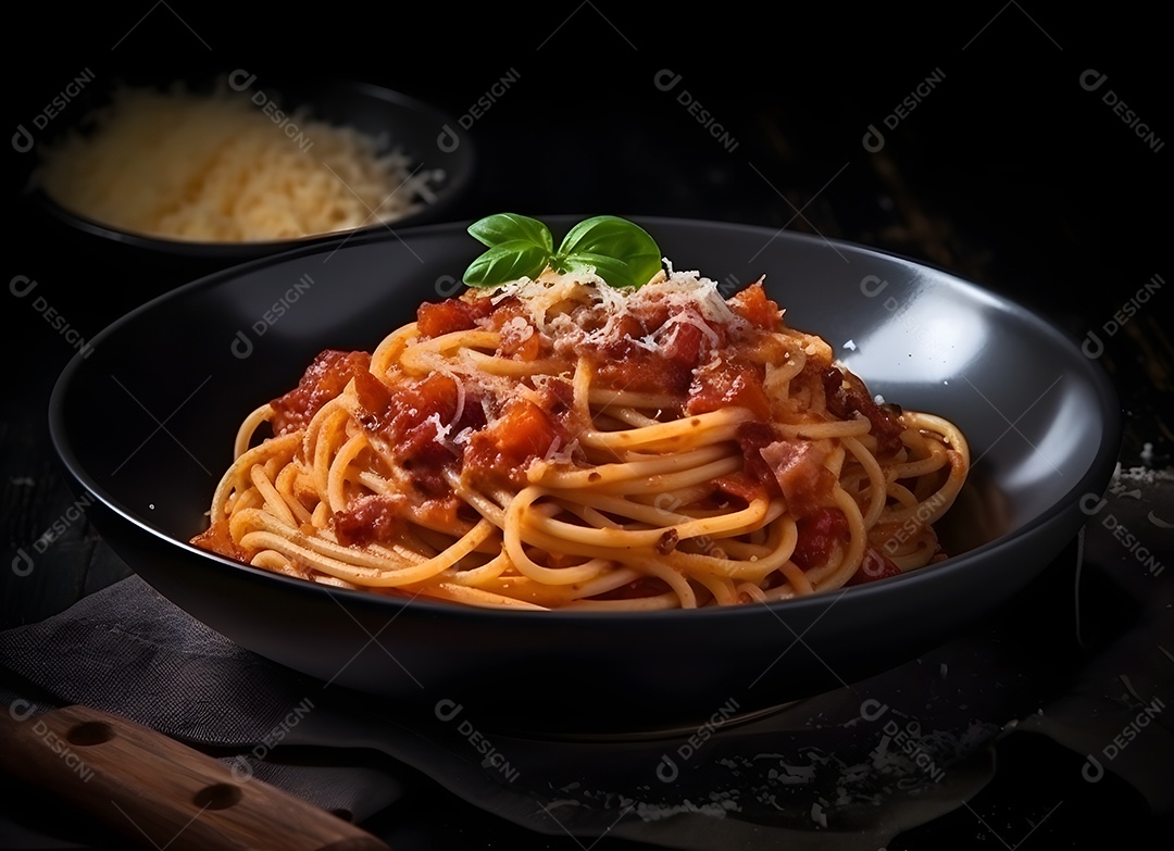 Macarrão Espaguete Sobre Mesa De Madeira