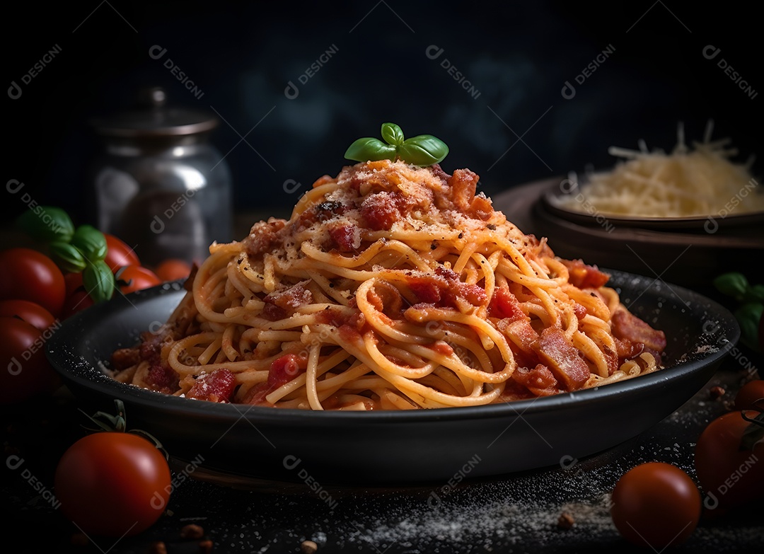 Macarrão Espaguete Sobre Mesa De Madeira