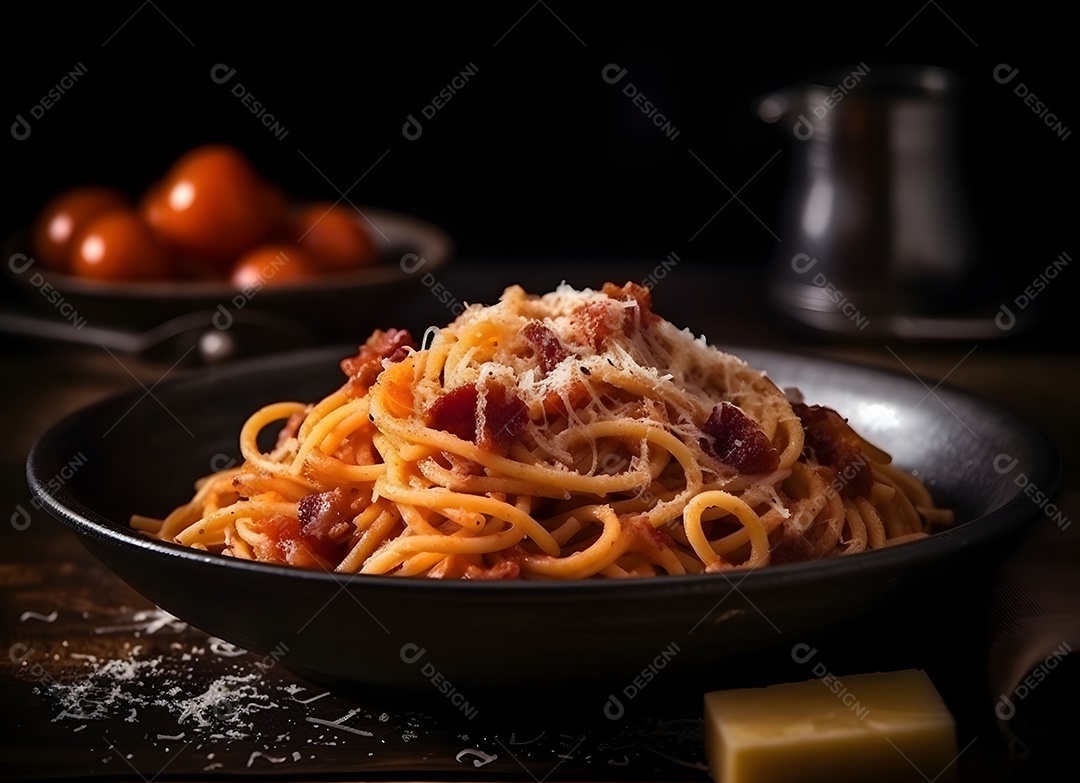Macarrão Espaguete Sobre Mesa De Madeira