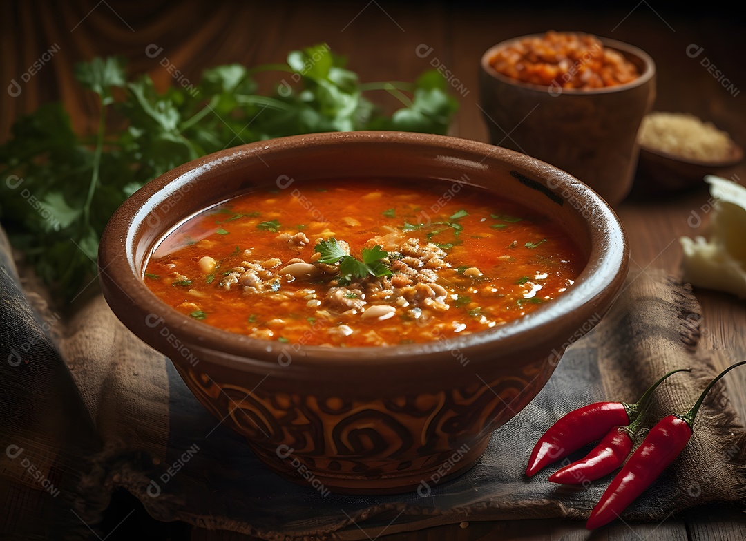 Deliciosa Sopa De Kharcho Sobre a Mesa