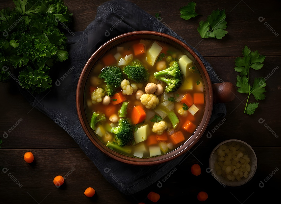 Deliciosa sopa de legumes sobre a mesa