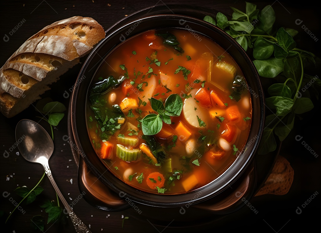 Deliciosa sopa de legumes sobre a mesa