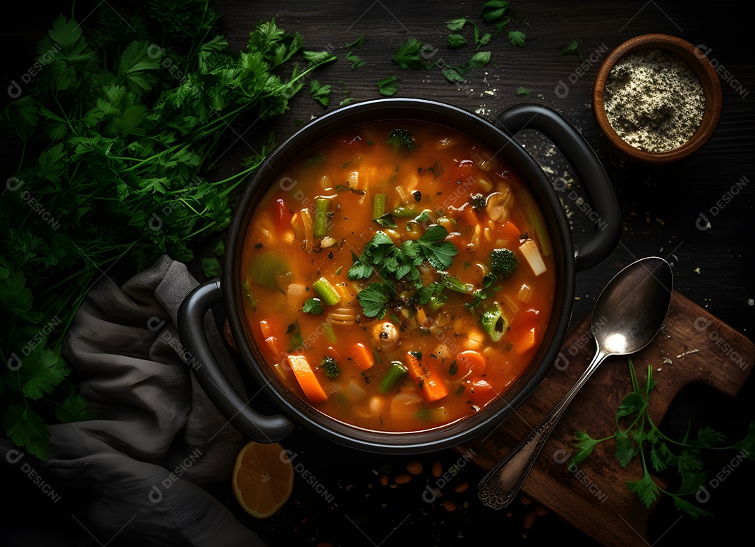 Deliciosa sopa de legumes sobre a mesa