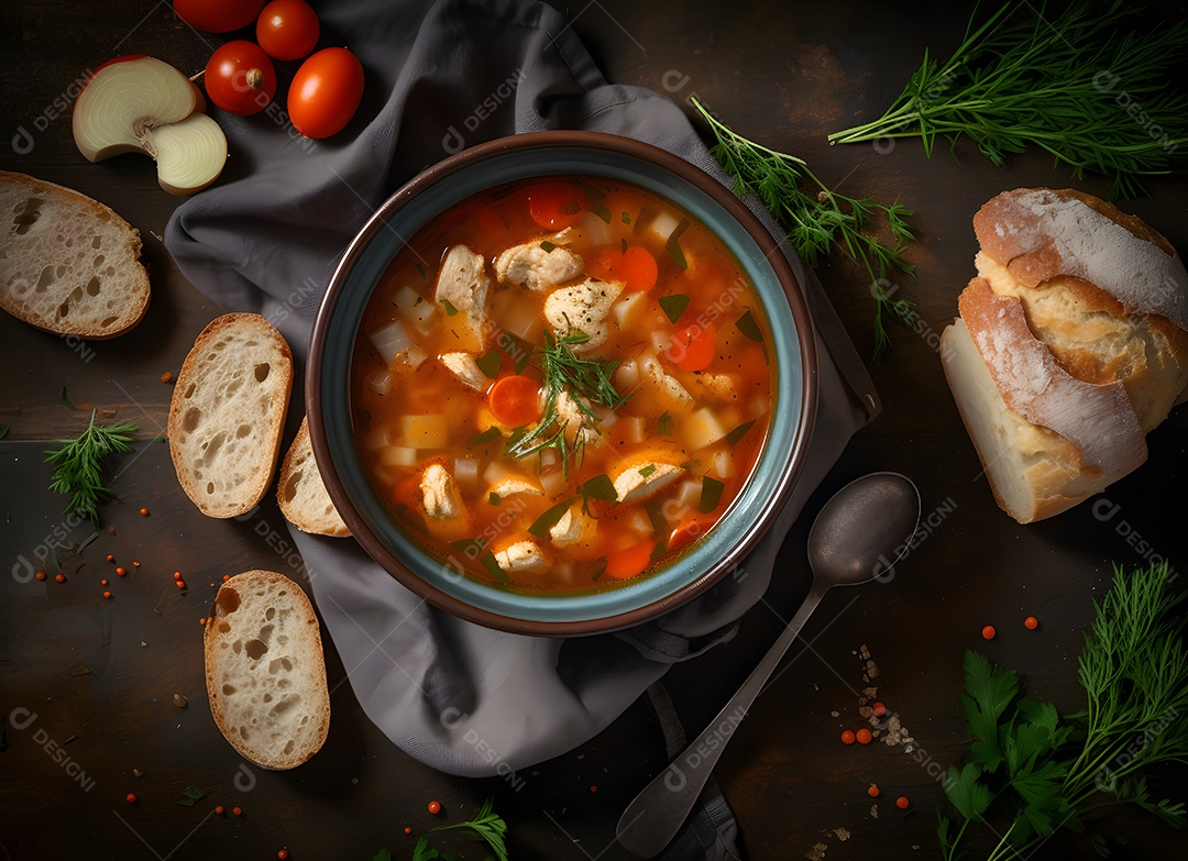 Deliciosa sopa de legumes sobre a mesa