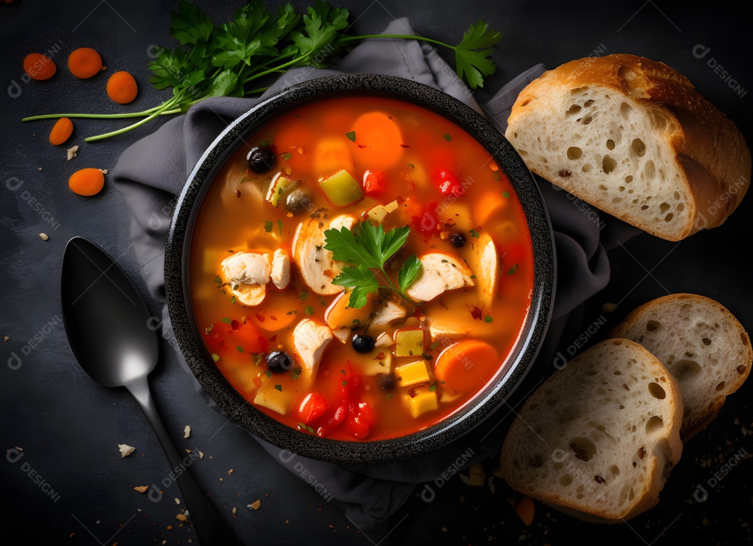 Deliciosa sopa de legumes sobre a mesa