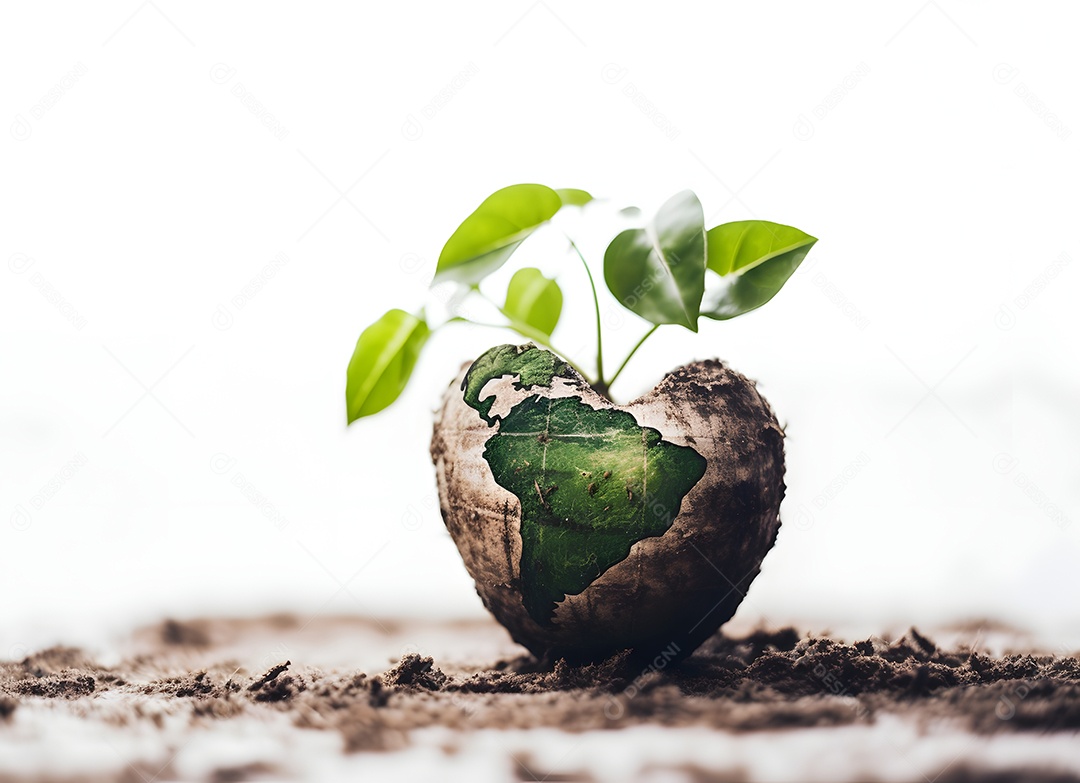 Caroço De de árvore com em forma de coração, conceito Dia da Terra