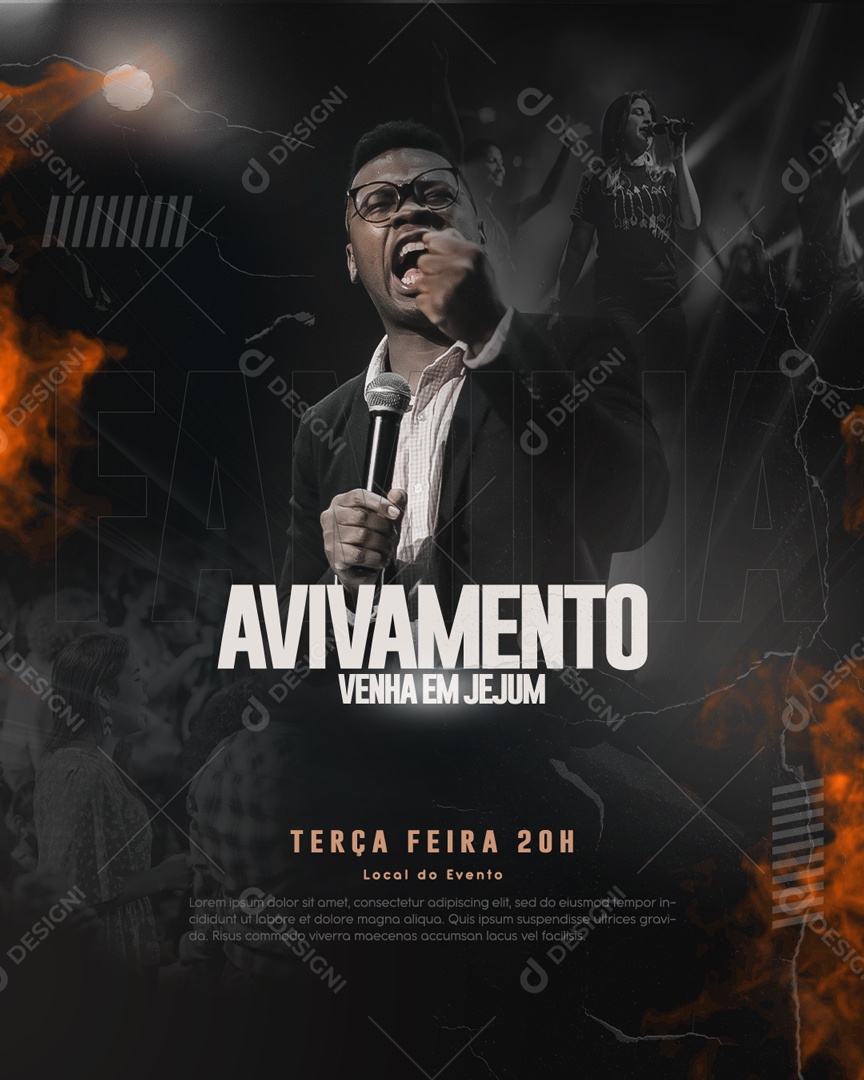 Avivamento Venha Em Jejum Social Media PSD Editável