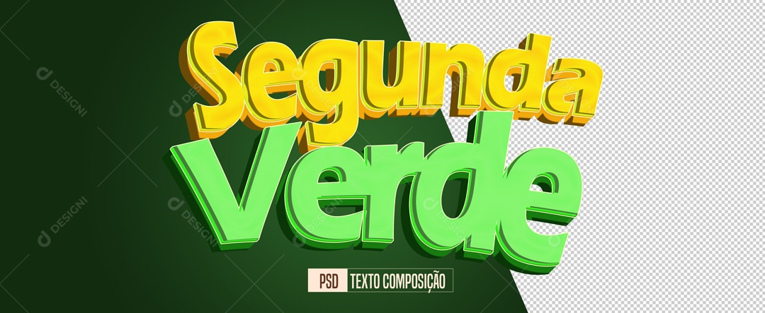 Texto 3D Segunda Verde Para Composição PSD