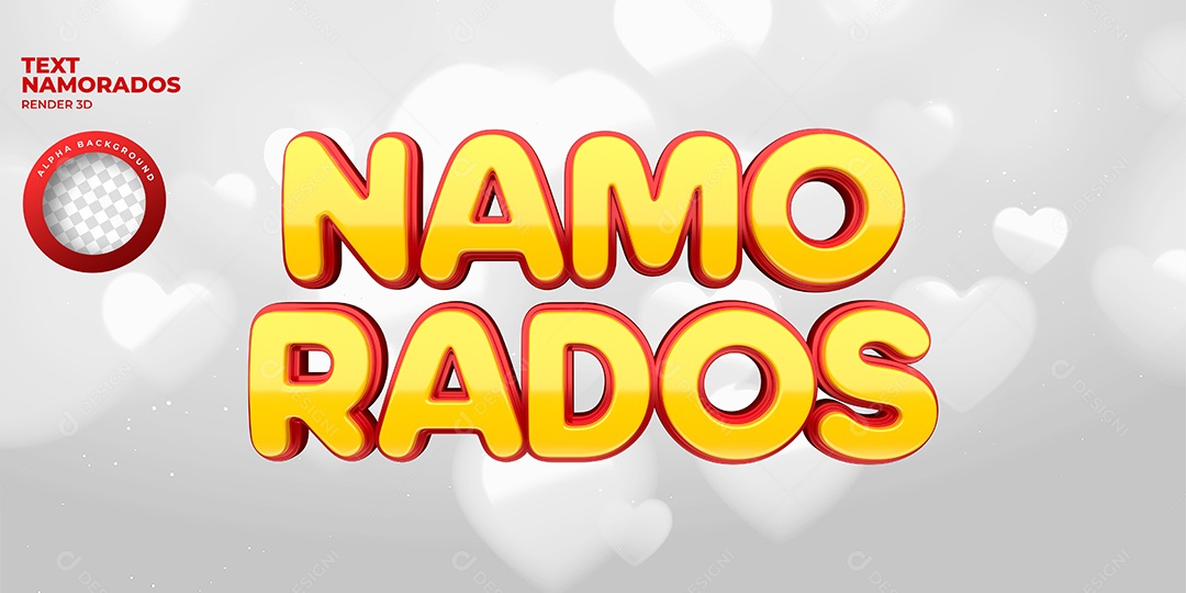 3D Yellow Valentine Text For PSD Composition