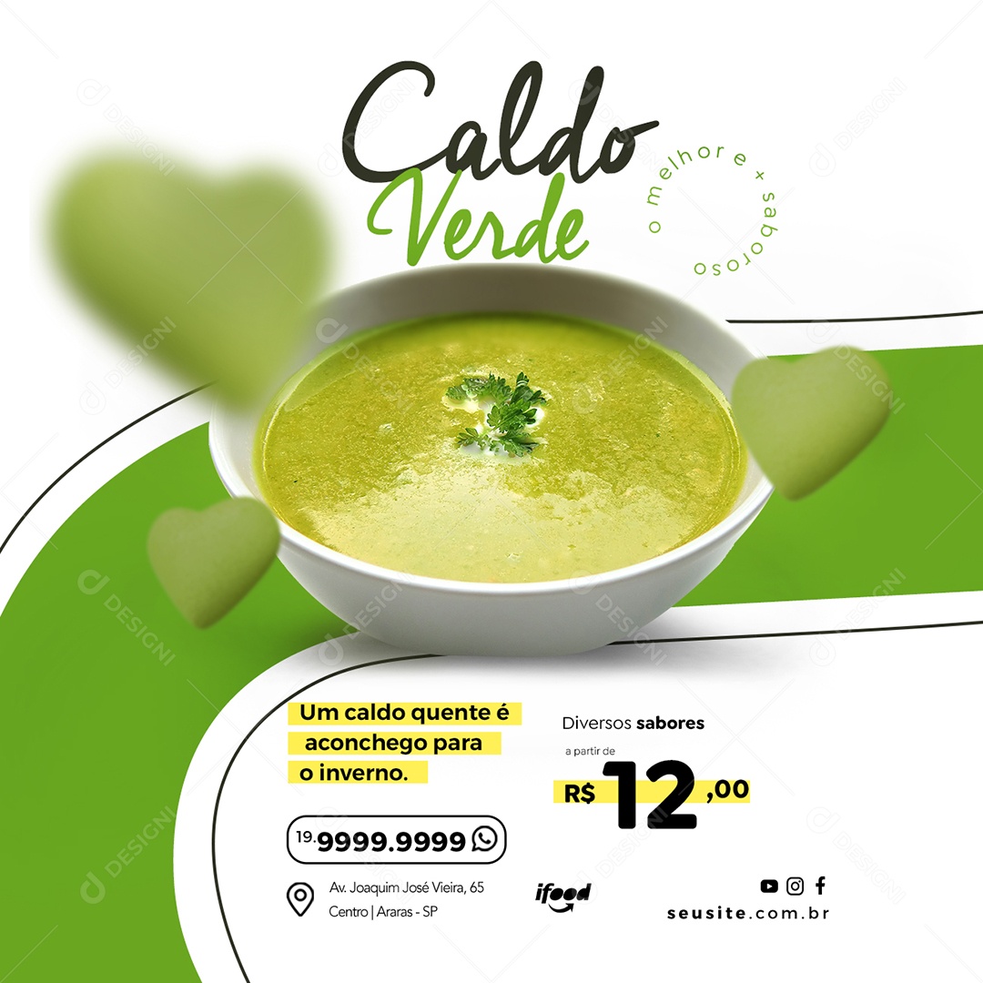 Caldo Verde O Melhor E + Saborosos Diversos Sabores A Partir De 12,00 Social Media PSD Editável