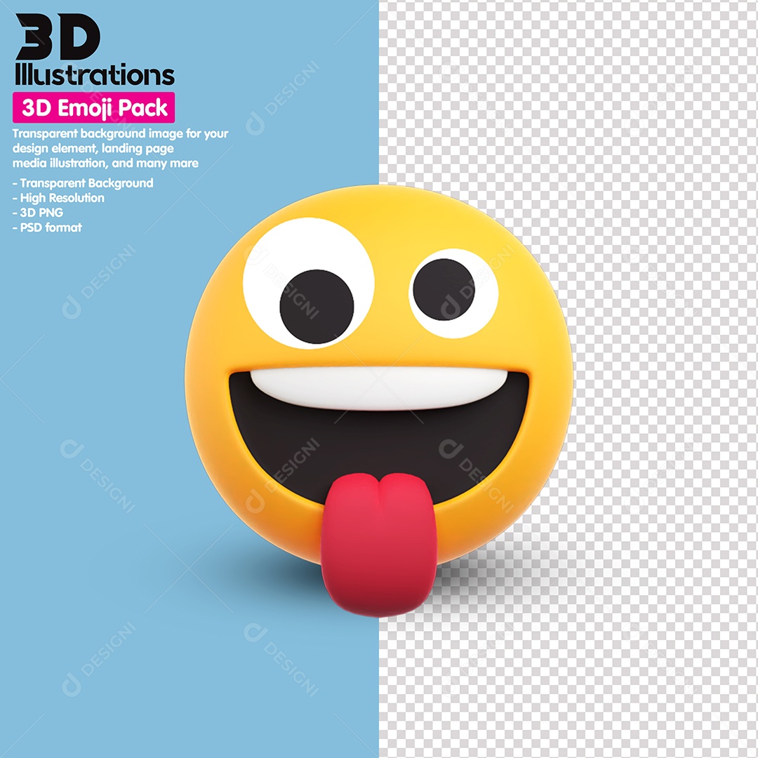 Emoji Com A Língua De Fora Elemento 3D Para Composição PSD