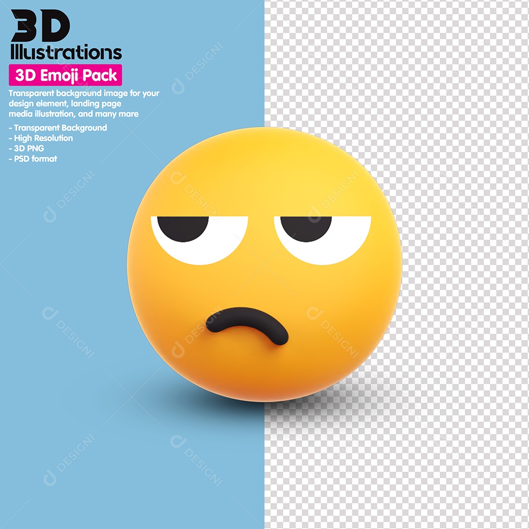 Emoji Entediado Elemento 3D Para Composição PSD