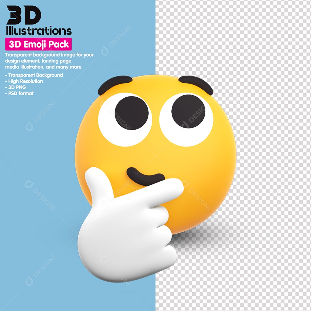 Emoji Having Idea 3D Element For PSD Composition