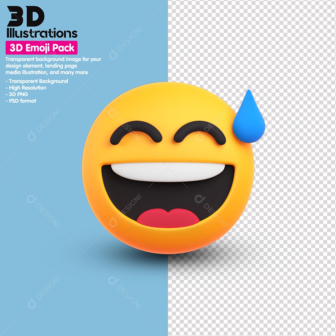 Emoji Com Um Sorriso De Alivio Elemento 3D Para Composição PSD