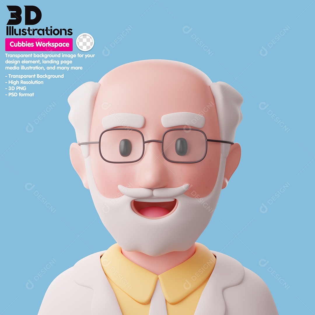 Personagem Senhor Elemento 3D Gestão De Negócios  Para Composição PSD