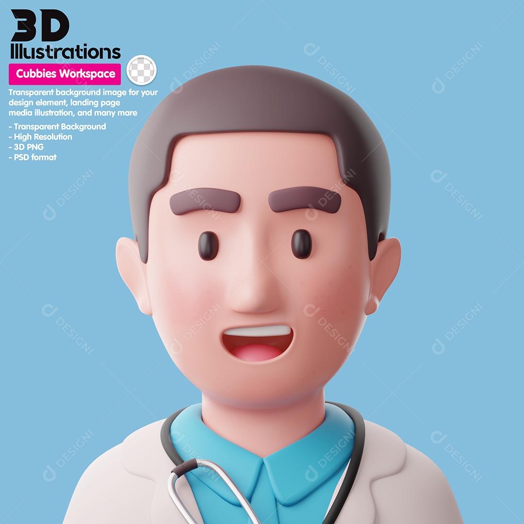 Personagem Medico Gestão De Negócios Elemento 3D Para Composição PSD