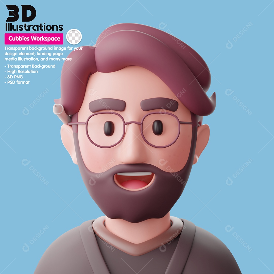 Personagem De De Óculos Gestão De Negócios Elemento 3D Para Composição PSD