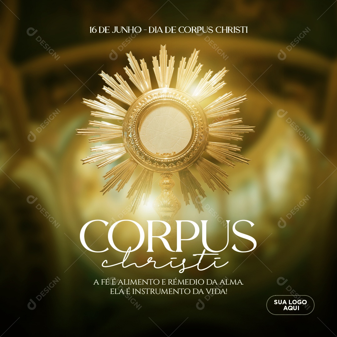 Corpus Christi 11 de Junho Paz Eucaristia Social Media PSD Editável
