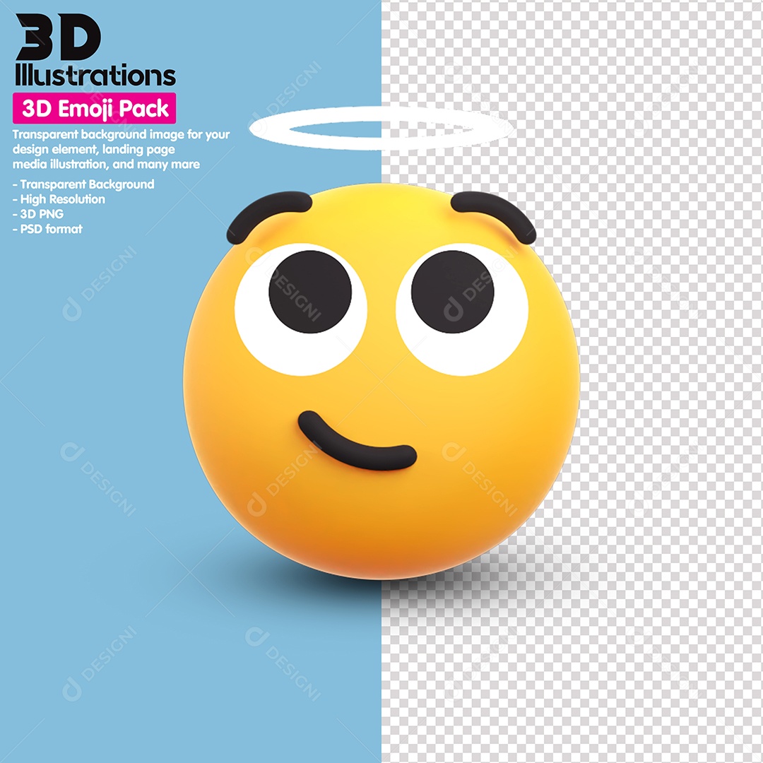Emoji Anjinho Elemento 3D Para Composição PSD