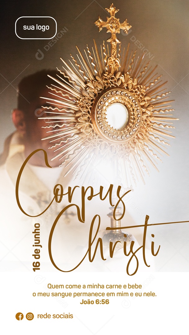 Story Corpus Christi 11 de Junho Paz Eucaristia Social Media PSD Editável