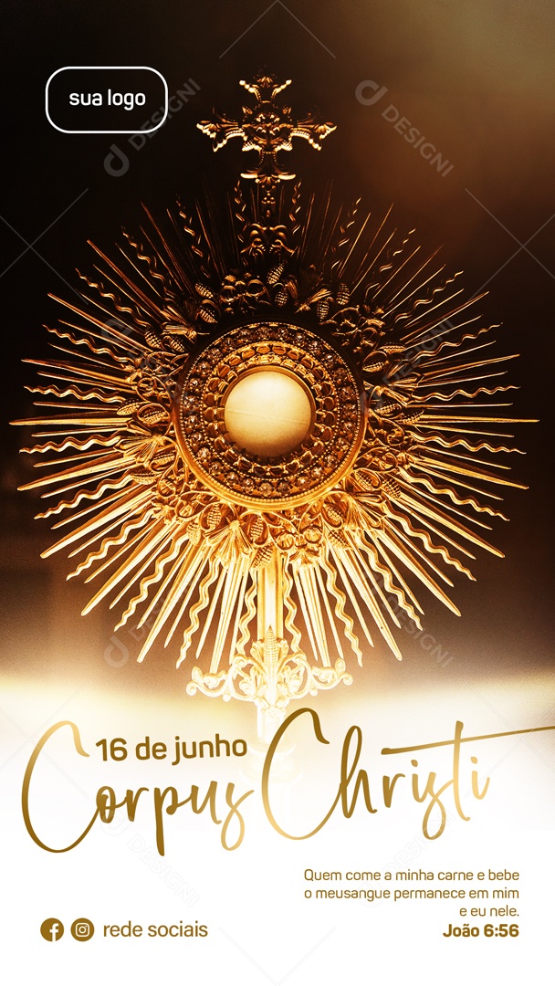 Story Corpus Christi 11 de Junho Paz Eucaristia Social Media PSD Editável