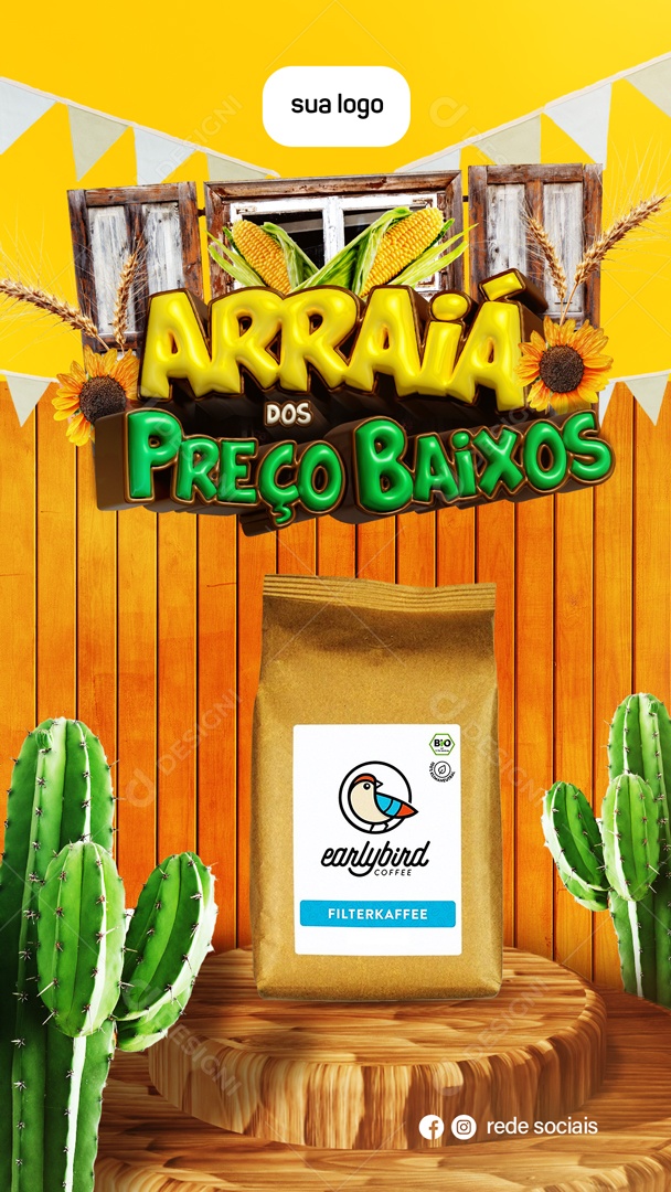 Story Arraiá dos Preços Baixos Social Media PSD Editável