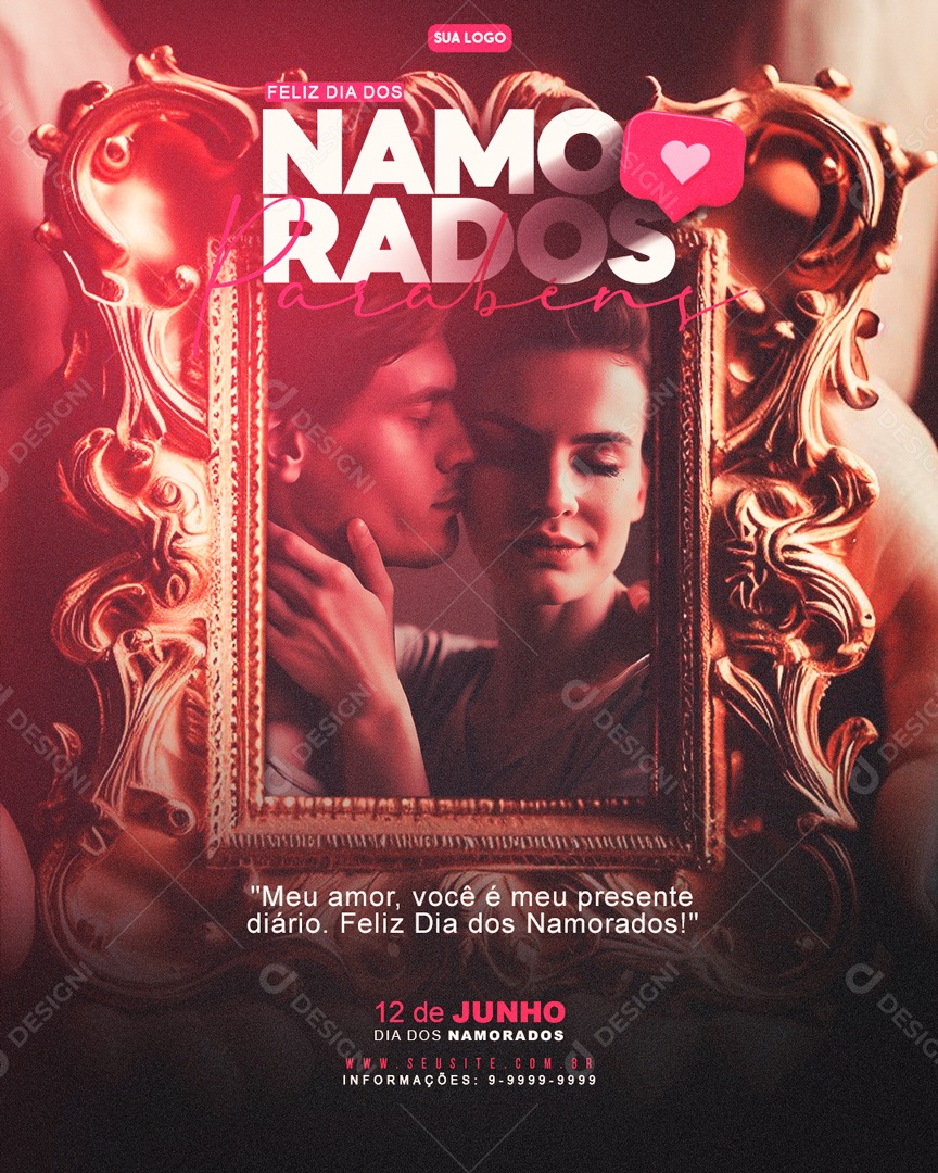 Story Quadro Feliz Dia Dos Namorados Parabéns Meu Presente Social Media PSD Editável