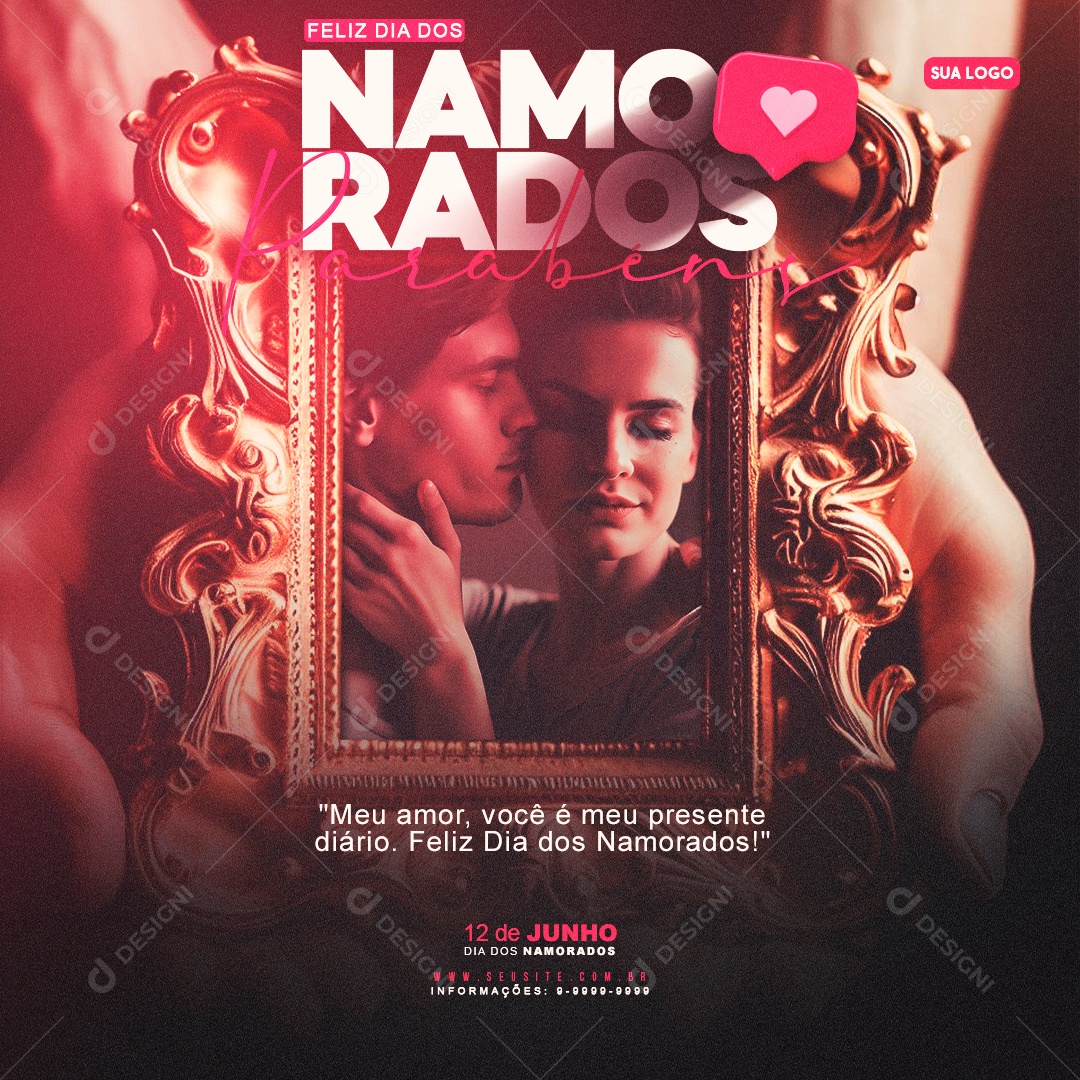 Feed Quadro Feliz Dia Dos Namorados Parabéns Meu Presente Social Media PSD Editável