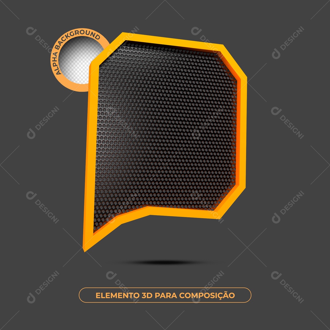 Caixa De Mensagem Borda Amarela Quadrada Esquerda Elemento 3D Para Composição PSD