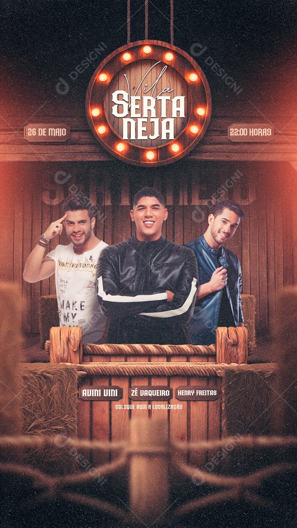 Story Social Media Evento Vila Sertaneja 26 De Maio Cantores PSD Editável