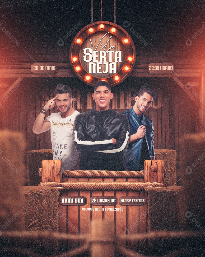 Social Media Evento Vila Sertaneja 26 De Maio Cantores PSD Editável
