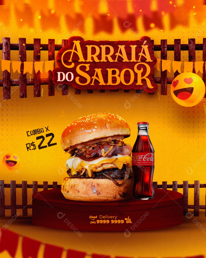 Arraiá do Sabor Combo de Lanche Social Media PSD Editável