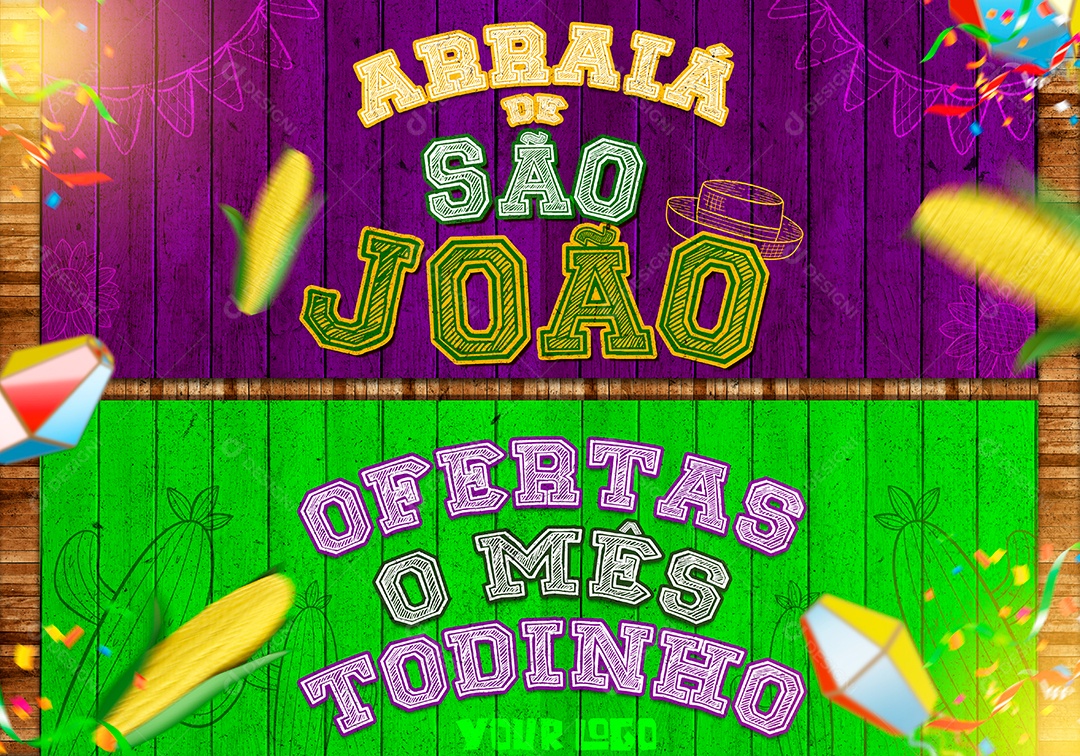 Texto 3D Para Composição São João Arraiá de Ofertas PSD