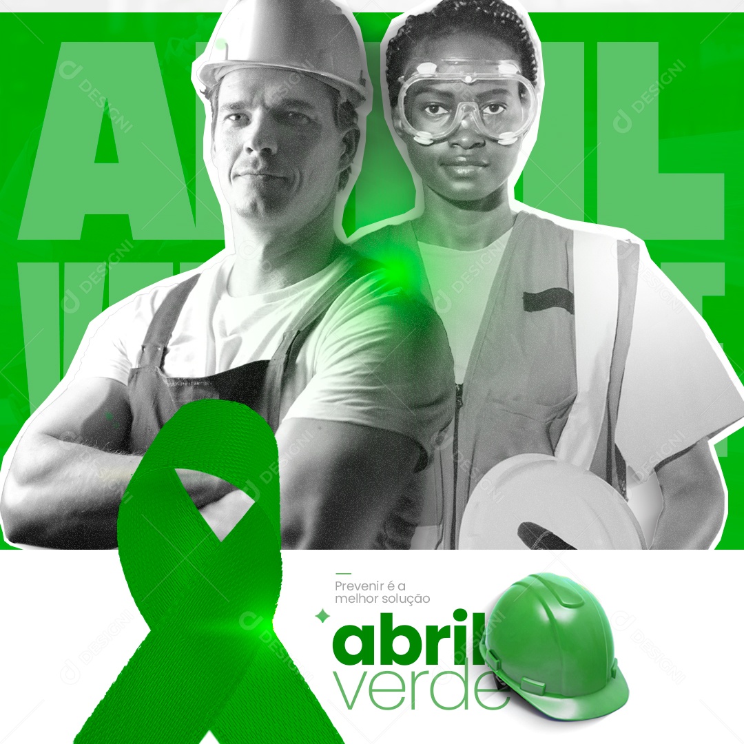 Abril Verde Mês de Prevenção Aos Acidentes de Trabalho Social Media PSD Editável