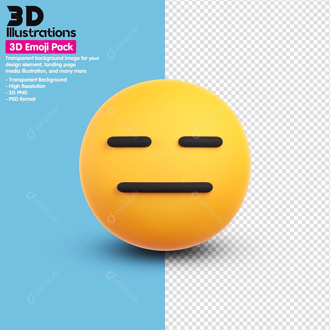 Emoji Cara Fechada Escuros Elemento 3D Para Composição PSD