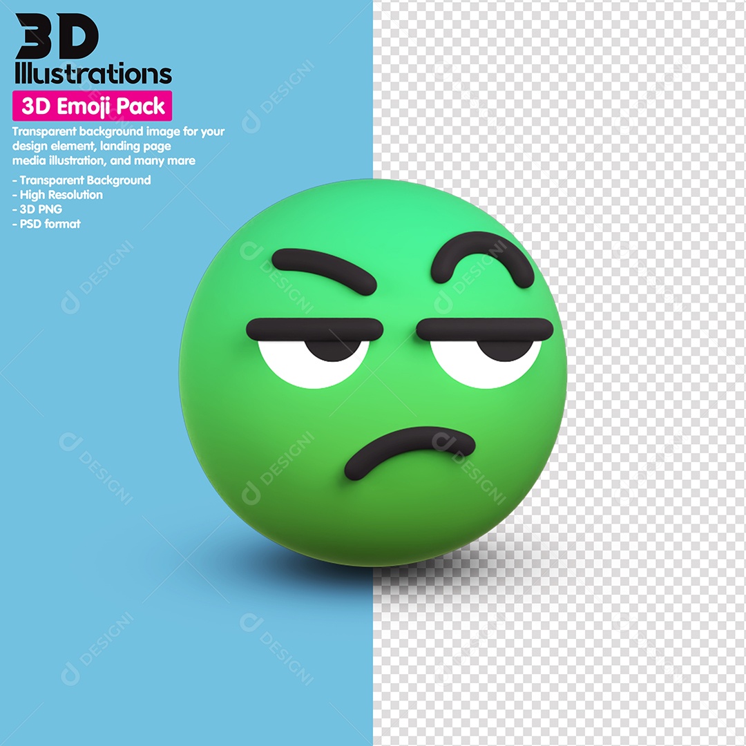 Emoji Chateado Elemento 3D Para Composição PSD