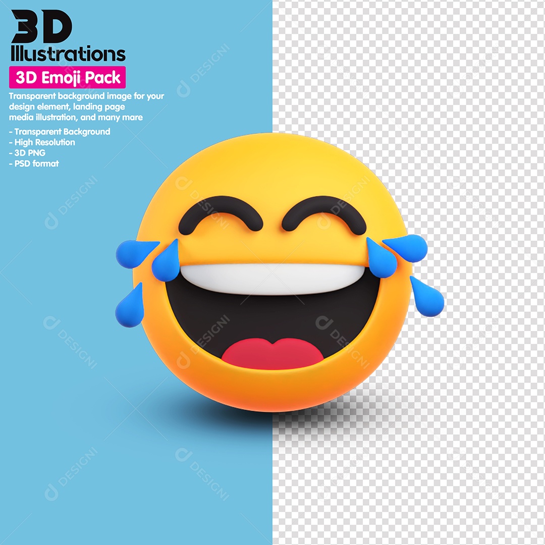 Emoji Dando Gargalhada Elemento 3D Para Composição PSD