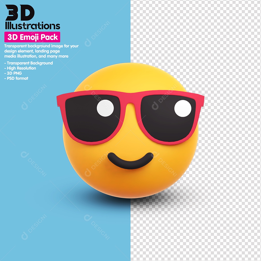 Emoji De Óculos Escuros Elemento 3D Para Composição PSD