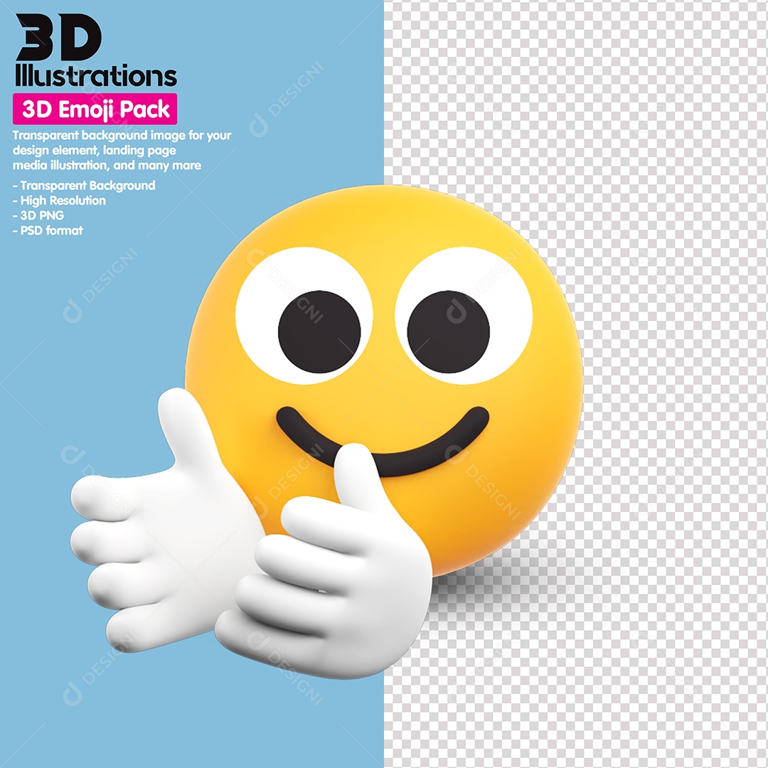 Emoji Batendo Palma Elemento 3D Para Composição PSD