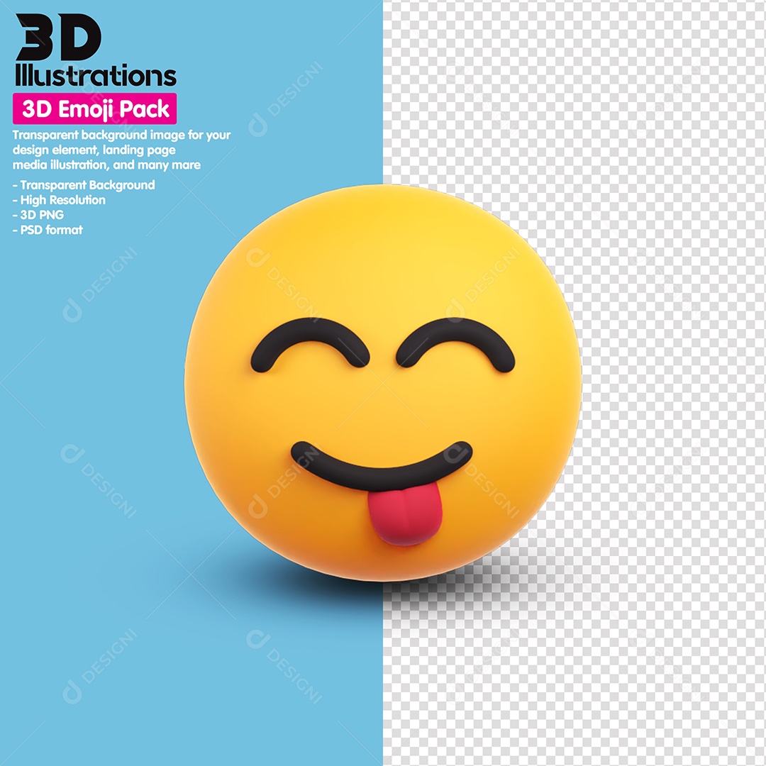 Emoji Com Olho E Língua De Fora Elemento 3D Para Composição PSD