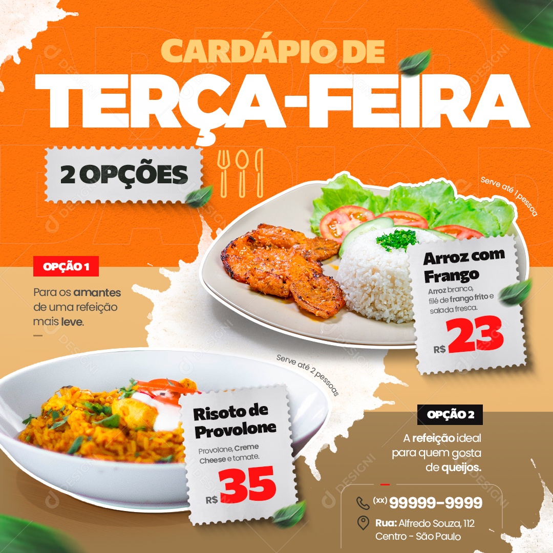 Cardápio de Terça Feira Social Media PSD Editável